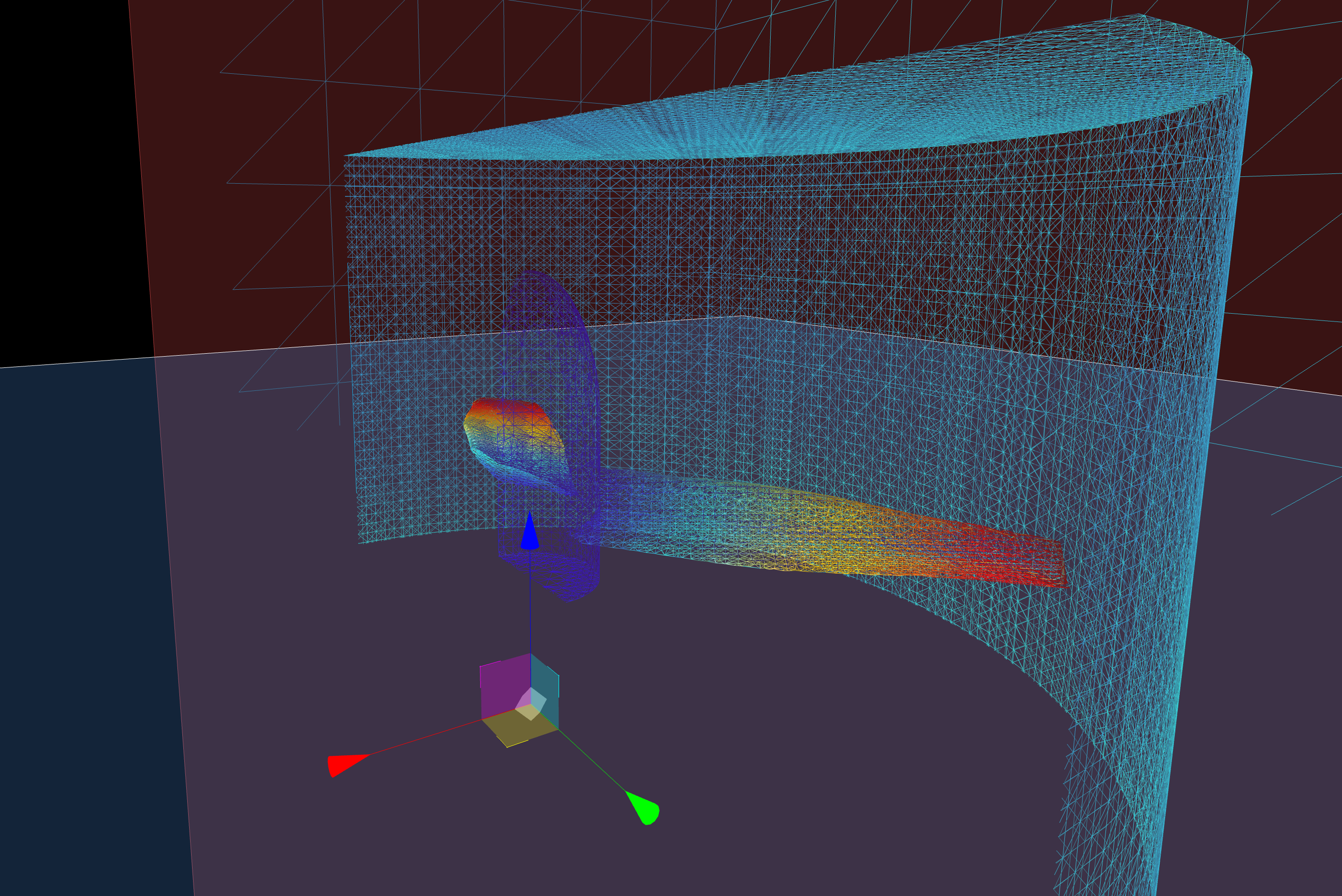 Multi-plane mesh cutter revealing internal structures